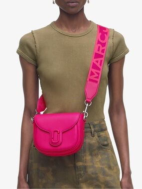 ‼️NEW Marc Jacobs The Covered J Marc Pink Leather Saddle Bag Crossbody Bag